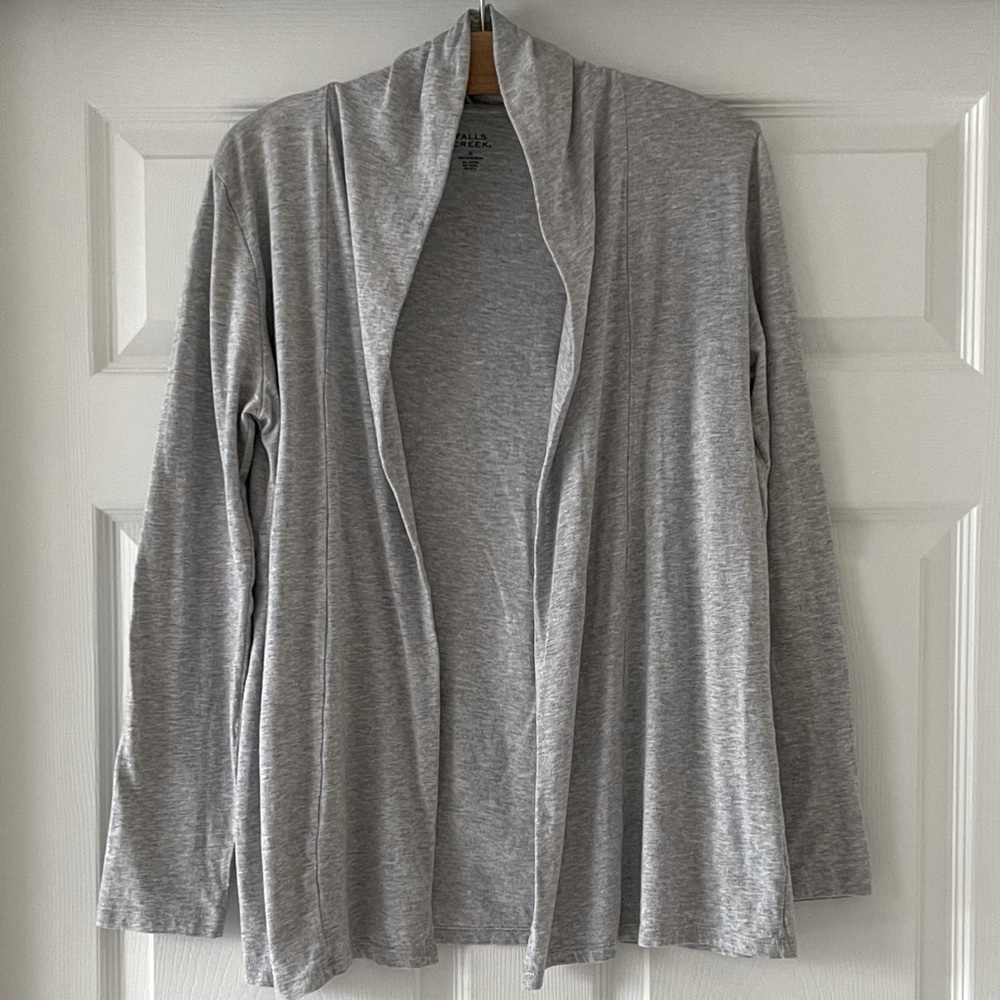 Falls Creek Long Sleeve Open Front Lightweight Gray Sweater M (Women’s)